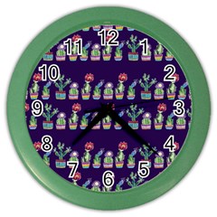Cute Cactus Blossom Color Wall Clocks by DanaeStudio