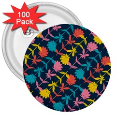 Colorful Floral Pattern 3  Buttons (100 Pack)  by DanaeStudio