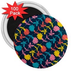 Colorful Floral Pattern 3  Magnets (100 Pack) by DanaeStudio