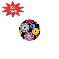 Colorful Retro Circular Pattern 1  Mini Buttons (100 Pack)  by DanaeStudio