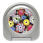 Colorful Retro Circular Pattern Travel Alarm Clocks Front