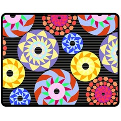 Colorful Retro Circular Pattern Fleece Blanket (medium)  by DanaeStudio