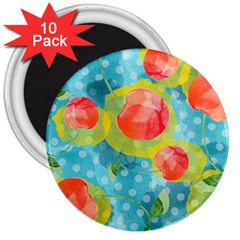 Red Cherries 3  Magnets (10 Pack)  by DanaeStudio