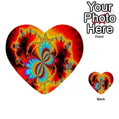Crazy Mandelbrot Fractal Red Yellow Turquoise Multi-purpose Cards (heart)  by EDDArt