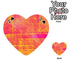 Yello And Magenta Lace Texture Playing Cards 54 (heart)  by DanaeStudio