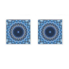 Feel Blue Mandala Cufflinks (square) by designworld65