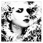 Romantic Dreaming Girl Grunge Black White Large Satin Scarf (Square) Front