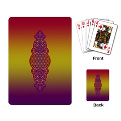 Flower Of Life Vintage Gold Ornaments Red Purple Olive Playing Card by EDDArt