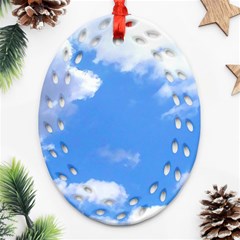 Clouds And Blue Sky Ornament (oval Filigree)  by picsaspassion