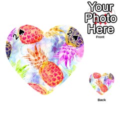 Colorful Pineapples Over A Blue Background Playing Cards 54 (heart)  by DanaeStudio