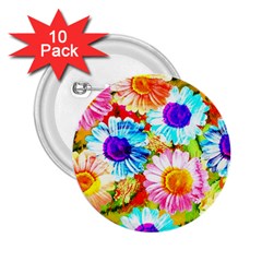 Colorful Daisy Garden 2 25  Buttons (10 Pack)  by DanaeStudio