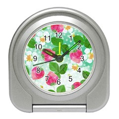 Cute Strawberries Pattern Travel Alarm Clocks by DanaeStudio