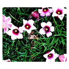 Pink Flowers Over A Green Grass Double Sided Flano Blanket (small)  by DanaeStudio