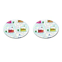 Winter Magical Landscape Cufflinks (oval) by Valentinaart