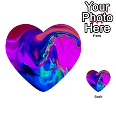 The Perfect Wave Pink Blue Red Cyan Multi-purpose Cards (heart)  by EDDArt