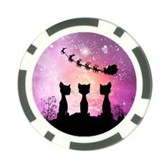 Cats Looking In The Sky At Santa Claus At Night Poker Chip Card Guards (10 Pack)  by FantasyWorld7