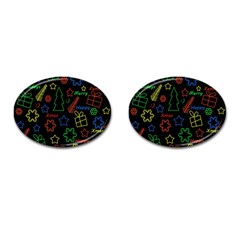 Playful Xmas Pattern Cufflinks (oval) by Valentinaart