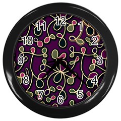 Elegant Purple Pattern Wall Clocks (black) by Valentinaart
