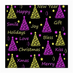 New Year Pattern - Yellow And Purple Medium Glasses Cloth by Valentinaart