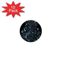 Elegant Blue Christmas Tree Black Background 1  Mini Magnet (10 Pack)  by yoursparklingshop