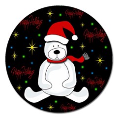 Polar Bear - Xmas Design Magnet 5  (round) by Valentinaart