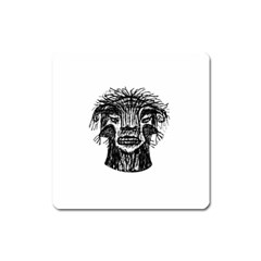 Fantasy Monster Head Drawing Square Magnet by dflcprints