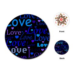 Blue Love Pattern Playing Cards (round)  by Valentinaart