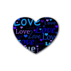 Blue Love Pattern Rubber Coaster (heart)  by Valentinaart