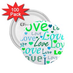 Love Pattern - Green And Blue 2 25  Buttons (100 Pack)  by Valentinaart
