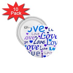 Blue And Purple Love Pattern 1 75  Buttons (10 Pack) by Valentinaart