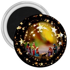 Christmas Crib Virgin Mary Joseph Jesus Christ Three Kings Baby Infant Jesus 4000 3  Magnets by yoursparklingshop