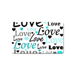 Love pattern - cyan Magnet (Name Card) Front