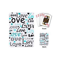 Love Pattern - Cyan Playing Cards (mini)  by Valentinaart