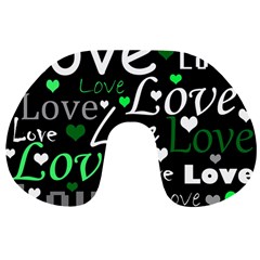 Green Valentine s Day Pattern Travel Neck Pillows by Valentinaart