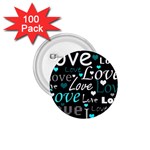 Valentine s day pattern - cyan 1.75  Buttons (100 pack)  Front
