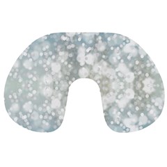 Light Circles, Blue Gray White Colors Travel Neck Pillows by picsaspassion