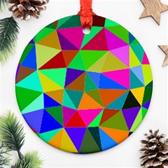 Colorful Triangles, Oil Painting Art Ornament (round)  by picsaspassion