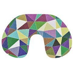 Colorful Triangles, Pencil Drawing Art Travel Neck Pillows by picsaspassion