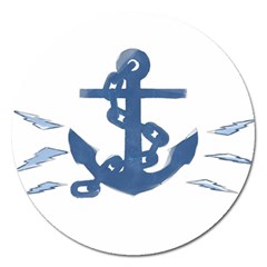 Blue Anchor,  Aquarel Painting Art Magnet 5  (round) by picsaspassion