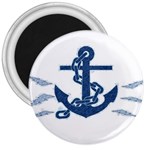 Blue Anchor Oil painting art 3  Magnets Front
