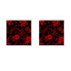 Small Red Roses Cufflinks (square) by Brittlevirginclothing
