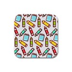 Seamless Pixel Art Pattern Rubber Square Coaster (4 pack)  Front