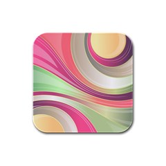 Abstract Colorful Background Wavy Rubber Square Coaster (4 Pack)  by Amaryn4rt