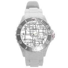 Structure Pattern Network Round Plastic Sport Watch (l) by Amaryn4rt