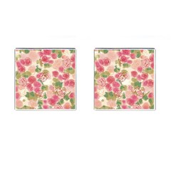 Aquarelle Pink Flower  Cufflinks (square) by Brittlevirginclothing