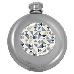 Geometric Triangle Modern Mosaic Round Hip Flask (5 Oz) by Amaryn4rt