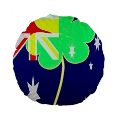 St  Patrick Australia And Ireland Irish Shamrock Australian Country Flag  Standard 15  Premium Round Cushions by yoursparklingshop