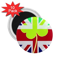 Irish British Shamrock United Kingdom Ireland Funny St  Patrick Flag 2 25  Magnets (10 Pack)  by yoursparklingshop