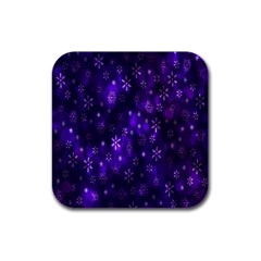 Bokeh Background Texture Stars Rubber Square Coaster (4 Pack) 