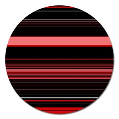 Abstract Of Red Horizontal Lines Magnet 5  (round) by Amaryn4rt